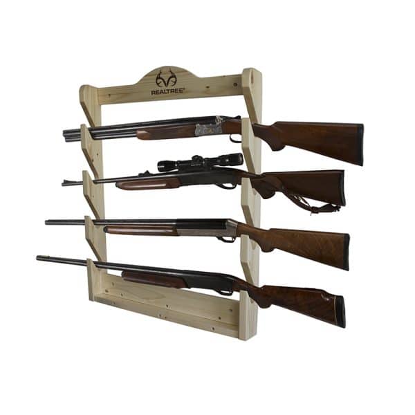 Rush Creek REALTREE 4-GUN PINE WALL STORAGE RACK